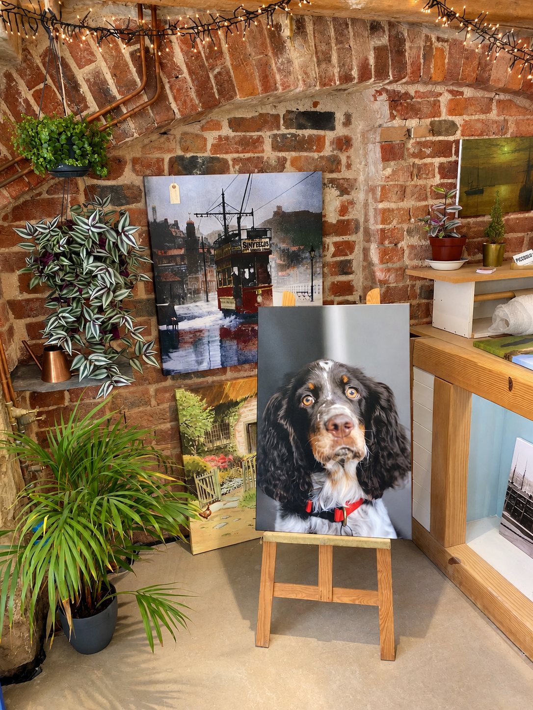Canvas prints on easels at Picadore